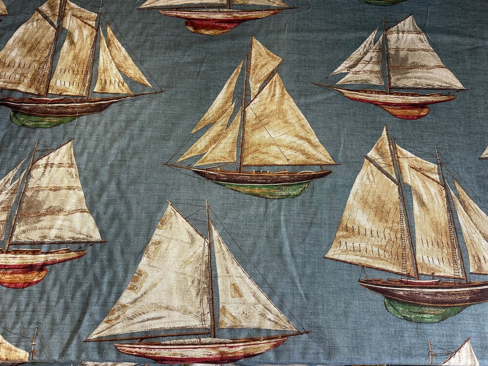 Braemore Sailboat Pattern Upholstery Drapery Fabric Cotton Blend 55" W